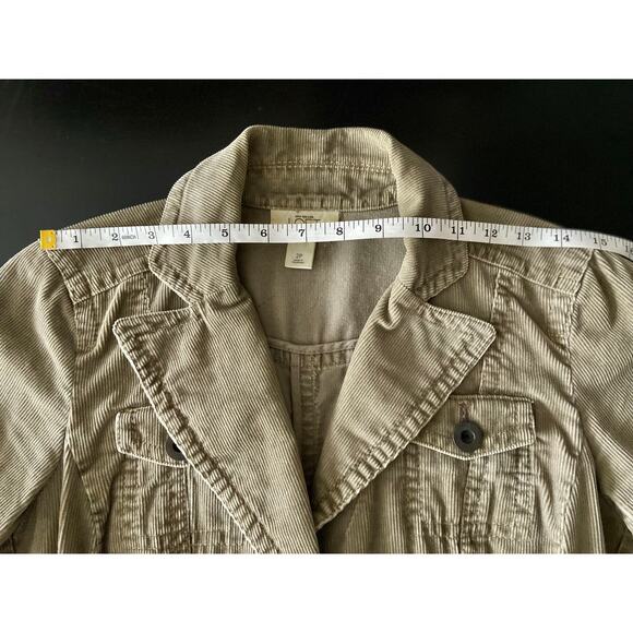 LOFT Army Green Corduroy Crop Jacket w/Belt sz 2P - Picture 10 of 12